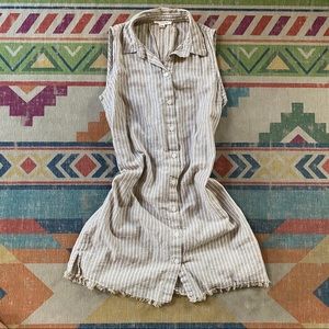 STRIPPED BEACH DRESS WITH FRINGE AT THE BOTTOM 💗